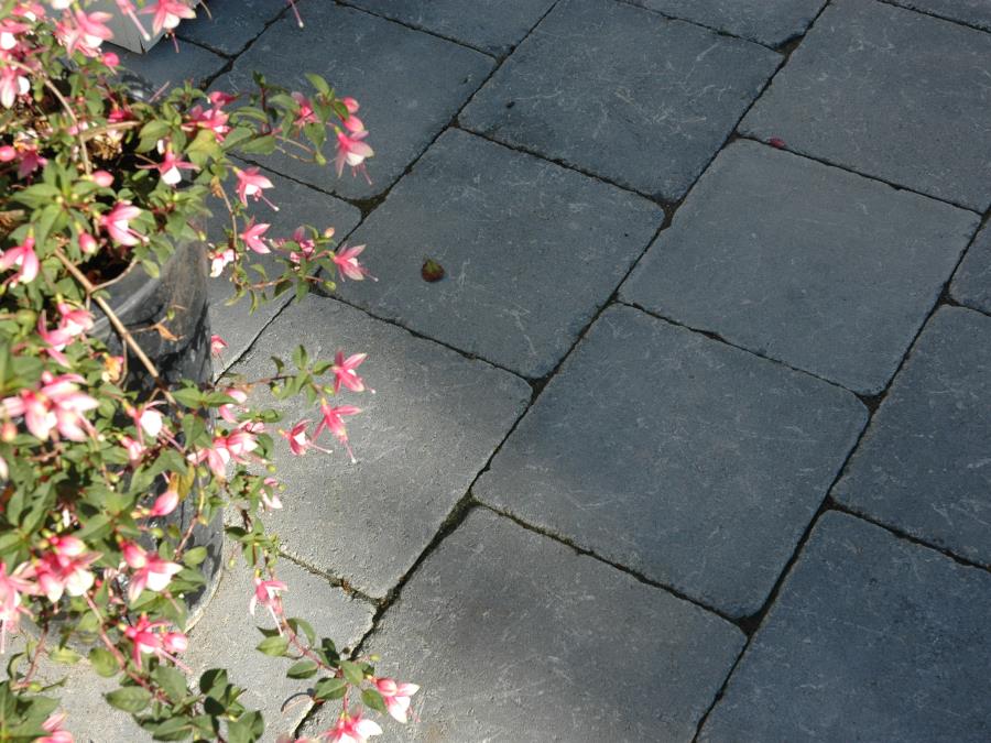 Uteomr�de fra innkj�rsel ned til terrasse. 